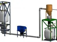 Manejo de material a granel en planta industrial